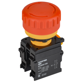 Кнопка IEK MASTER MI-BG60-11ZS-3-23-K04 "Грибок" поворотная с фиксацией 1NO+1NC красная