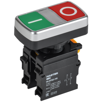 Кнопка "I-O" без подсветки IEK MASTER MI-BT60-11R-3-21-K51 d=22мм 1NO+1NC