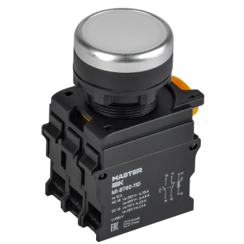 Кнопка с подсветкой IEK MASTER MI-BT60-11D-3-12-K01 d=22мм 1NO+1NC белая