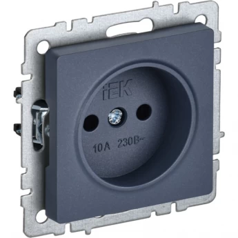 Розетка 1-местная без заземления без защитных шторок 10А IEK BRITE РС10-1-0-БрМ маренго - BR-R10-10-K35