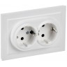 Розетка 2-местная IEK BRITE РСш12-3-БрАБ 16А в сборе с заземл. защ. шторки арктич. бел. BR-R24-16-K91-F