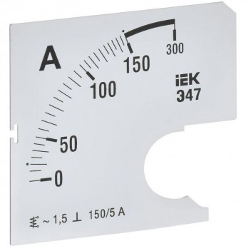 Шкала сменная для амперметра IEK э47 150/5а-1,5 72x72мм IPA10D-SC-0150 Шкала сменная для амперметра IEK э47 150/5а-1,5 72x72мм IPA10D-SC-0150