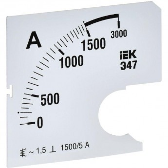 Шкала сменная для амперметра IEK э47 1500/5а-1,5 72x72мм IPA10D-SC-1500 Шкала сменная для амперметра IEK э47 1500/5а-1,5 72x72мм IPA10D-SC-1500