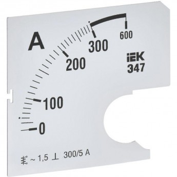 Шкала сменная для амперметра IEK Э47 300/5А-1.5 72х72мм IEK IPA10D-SC-0300 Шкала сменная для амперметра IEK Э47 300/5А-1.5 72х72мм IEK IPA10D-SC-0300