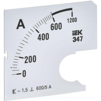 Шкала сменная для амперметра IEK э47 600/5а-1,5 72x72мм IPA10D-SC-0600 Шкала сменная для амперметра IEK э47 600/5а-1,5 72x72мм IPA10D-SC-0600