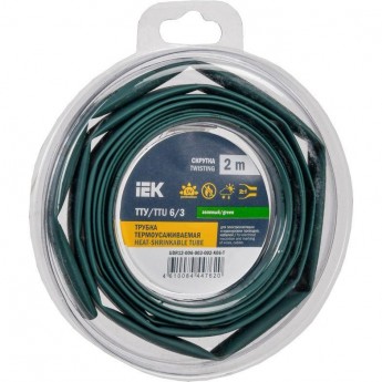 Трубка термоусадочная IEK ТТУ нг-LS 6/3 зел. (уп.2м) UDR12-006-003-002-K06-T