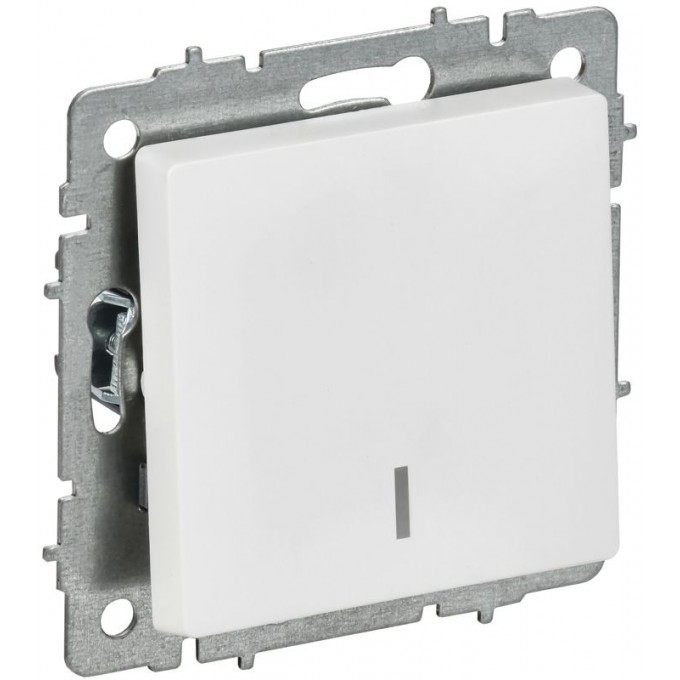 Выключатель 1-клавишный IEK СП BRITE ВС10-1-1-БрАБ 10А с индикацией механизм арктич. белый BR-V10-1-10-K91