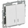 Выключатель 2-клавишный IEK СП BRITE R-V20-1-10-K91 ВС10-2-1-БрАБ 10А с индикацией механизм арктич. белый BR-V20-1-10-K91