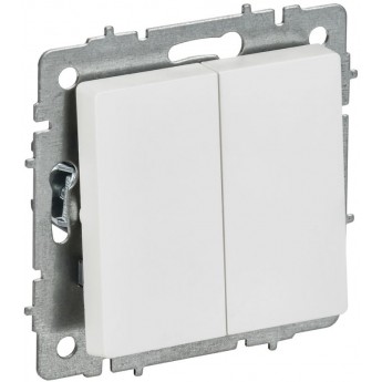 Выключатель проходной 2-клавишный IEK BR-V22-0-10-K91 СП BRITE ВС10-2-6-БрАБ 1белый